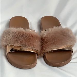 - Champaign and Rose Gd slides Sz 6.5